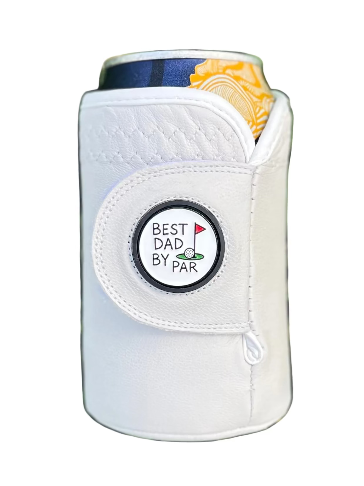 Original golf glove Gloozie coozie with best dad by par ball marker