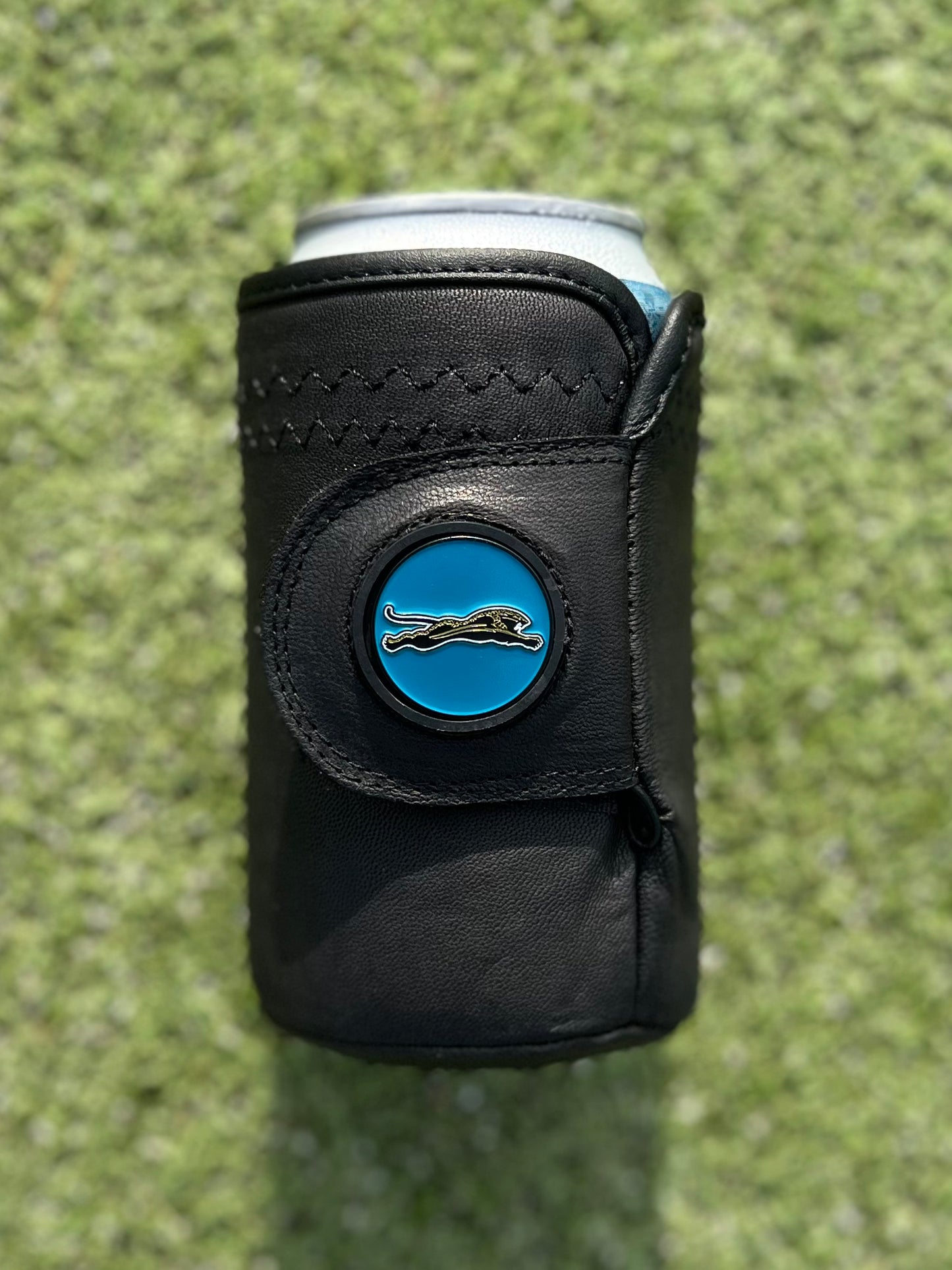 Black golf glove Gloozie coozie with jacksonville jaguars ball marker