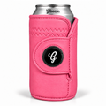 Gloozie Azalea pink golf can cooler with black G ball marker