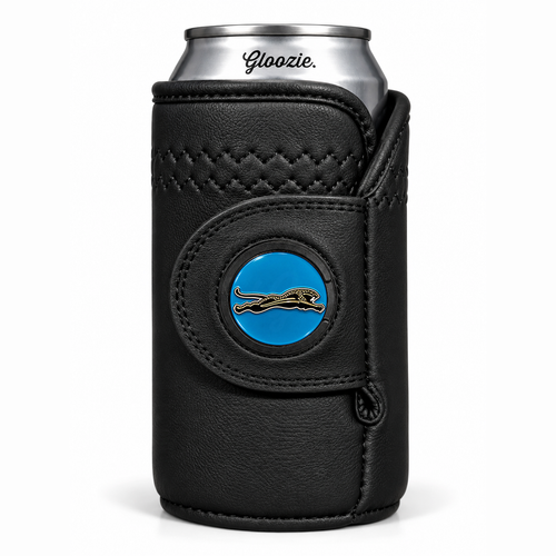 Gloozie Blackout black golf can cooler with jacksonville jaguars golf ball marker