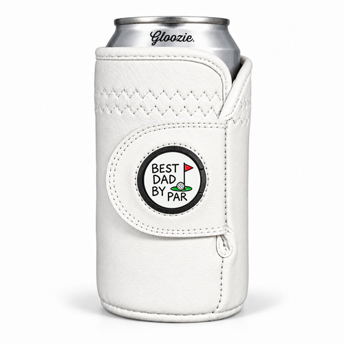 Gloozie Best Dad By Par white golf can cooler with golf ball marker