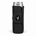 Gloozie Dark Mode black slim golf can cooler with black G ball marker