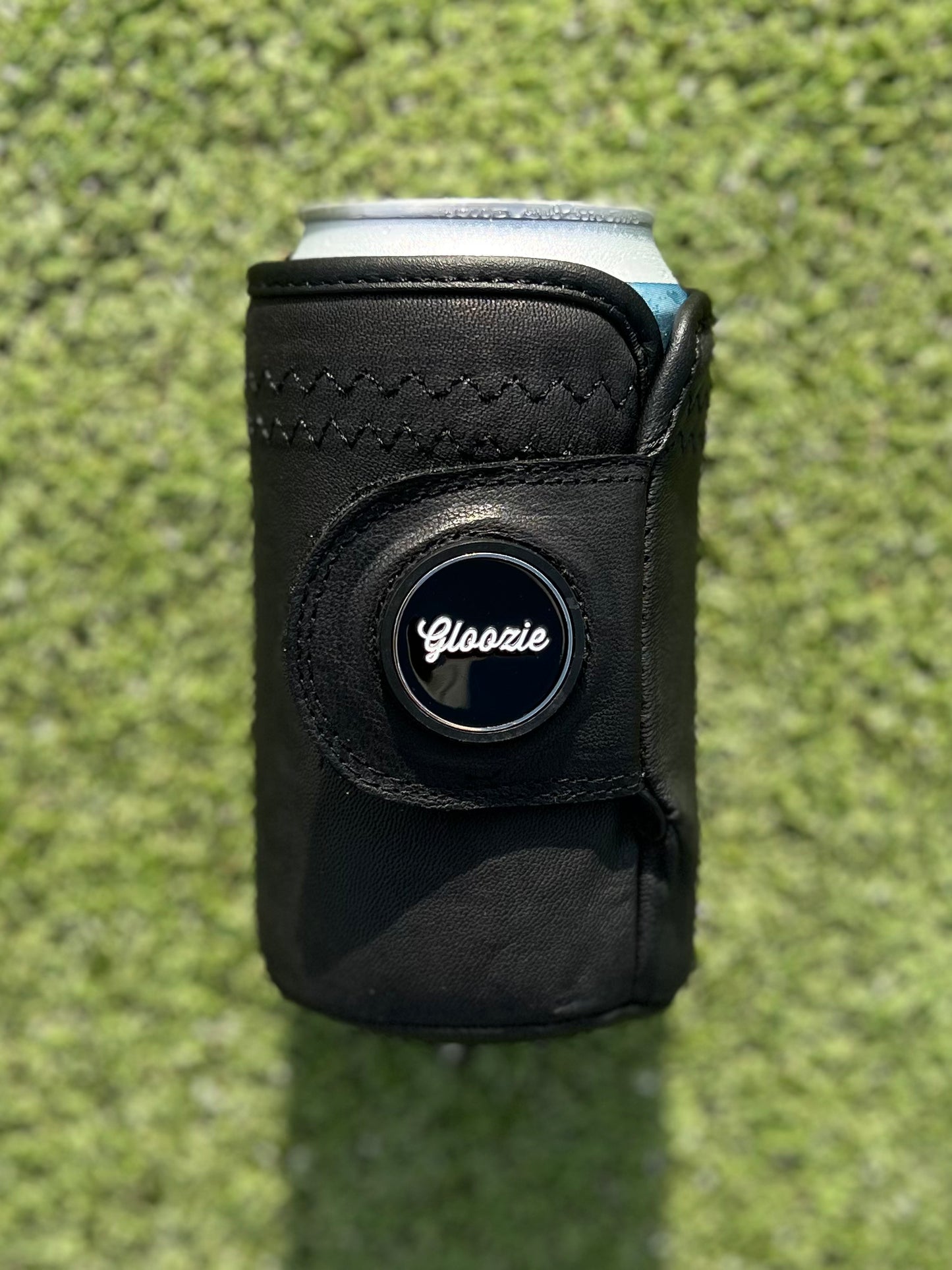 Black golf glove Gloozie coozie with branded ball marker