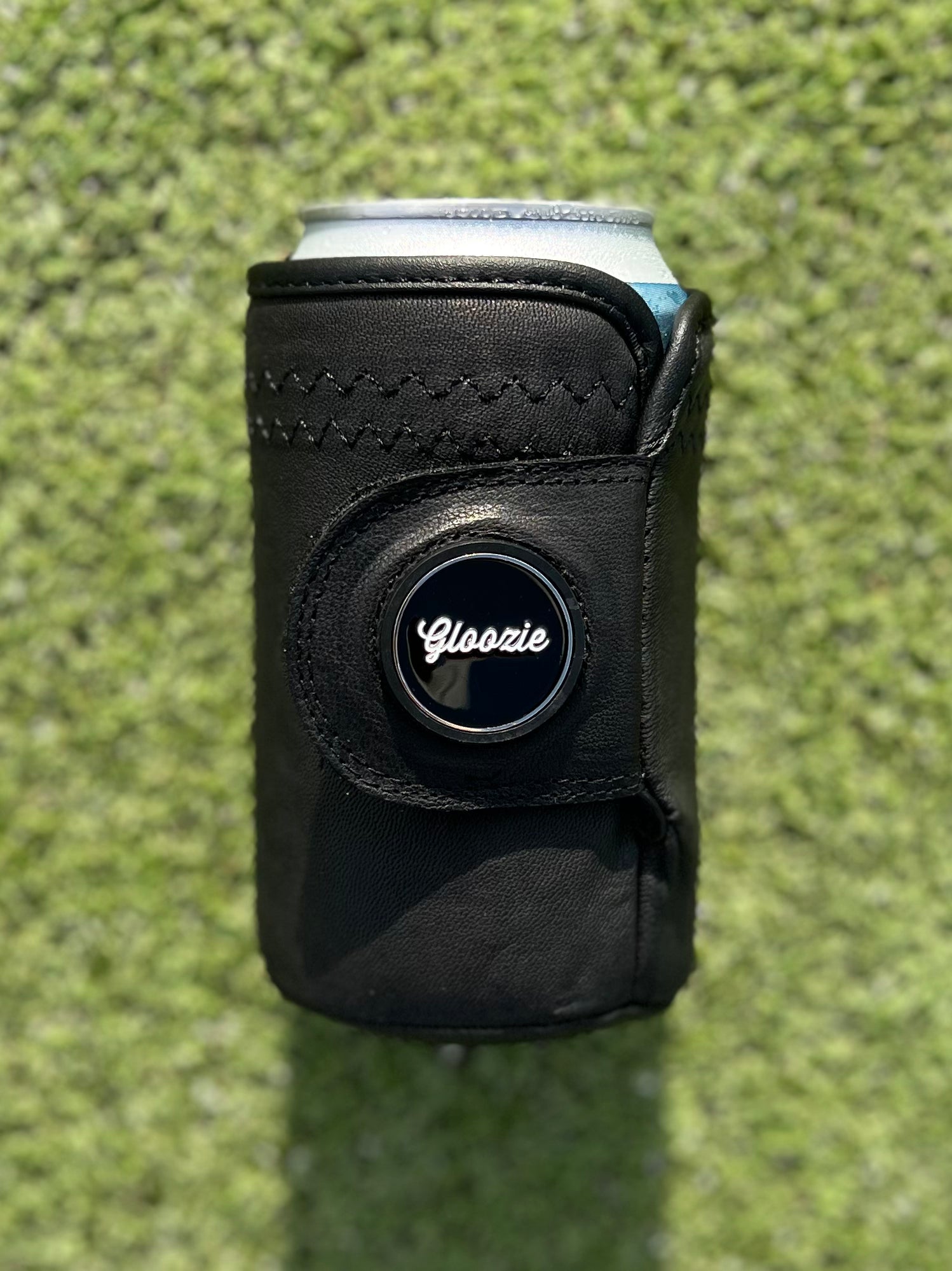 Black golf glove Gloozie coozie with branded ball marker