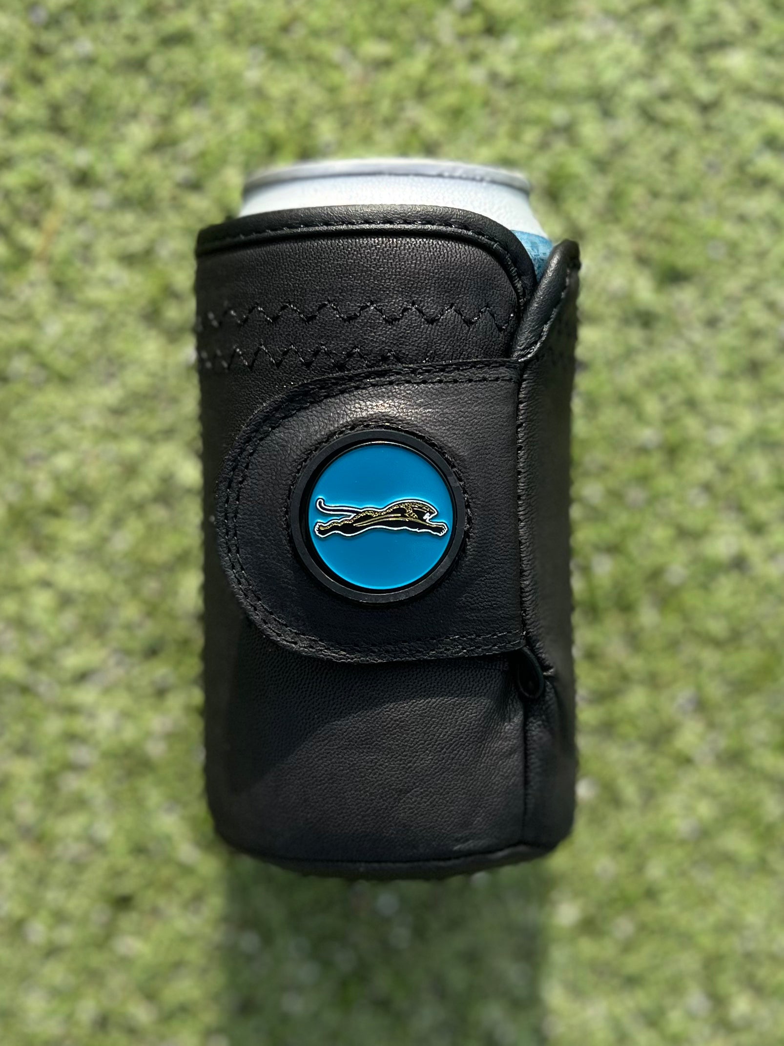 Black golf glove Gloozie coozie with jacksonville jaguars ball marker