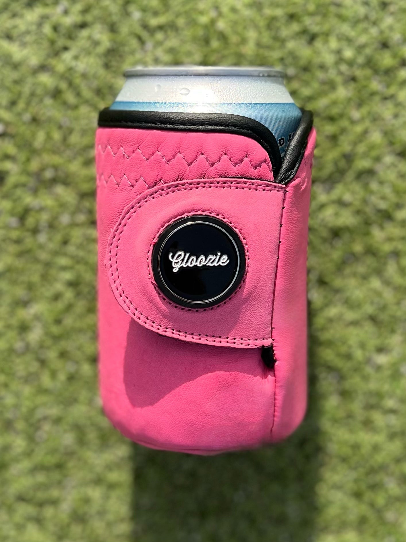 Pink golf glove Gloozie coozie with branded ball marker