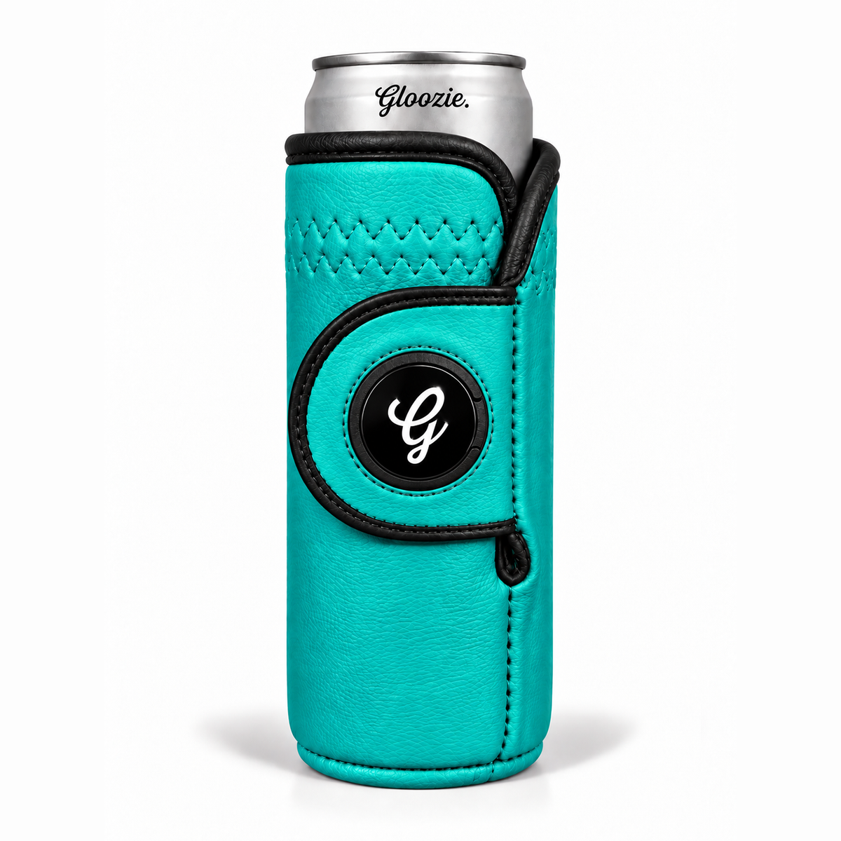 Slim lagoon blue Gloozie golf coozie with black G ball marker